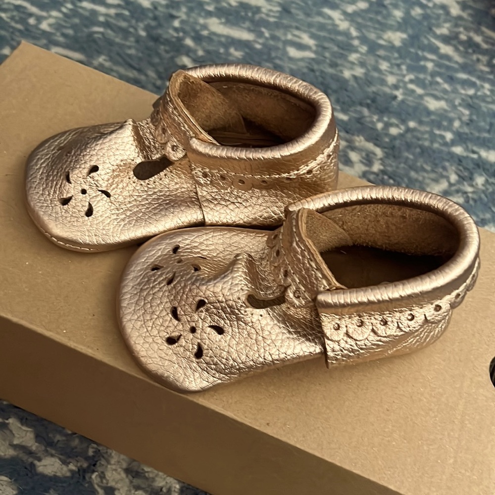 Size 9 rose gold baby moccasins